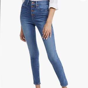 Madewell 10 inch High Rise Button Front Skinny jeans, 28, EUC